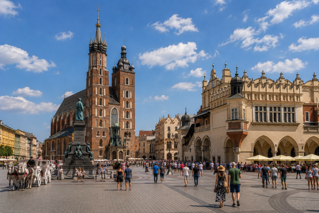 Main Market Square (Rynek Główny) in Kraków's Old Town, Poland