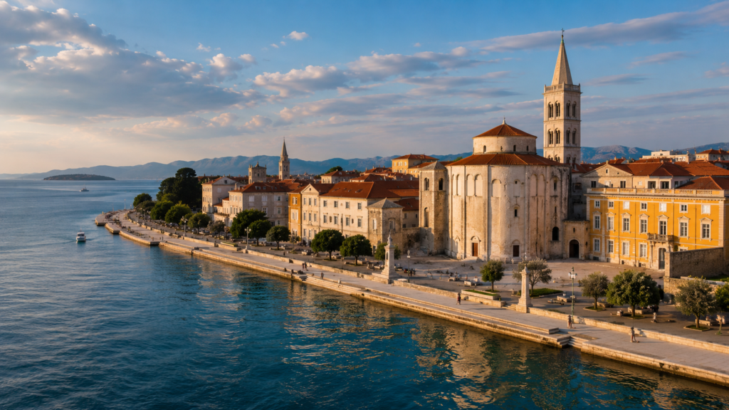 Historic Zadar waterfront and Church of St. Donatus in Croatia