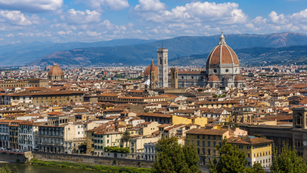 Florence Cathedral and Renaissance city skyline in Florence, Italy