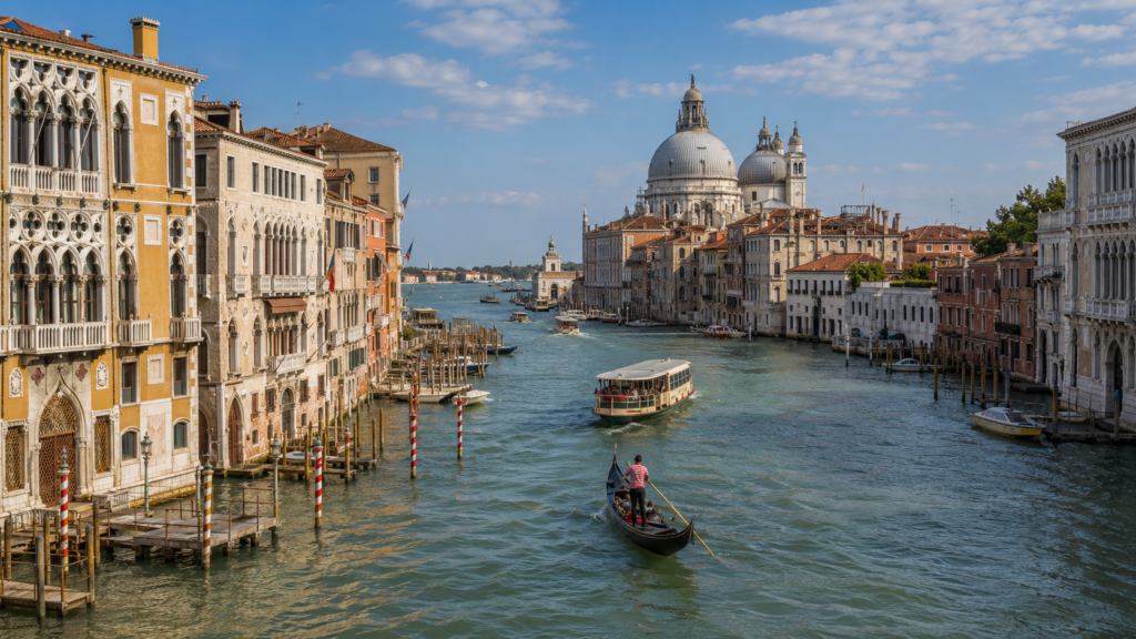 Grand Canal surrounded by historic Venetian architecture in Venice, Italy