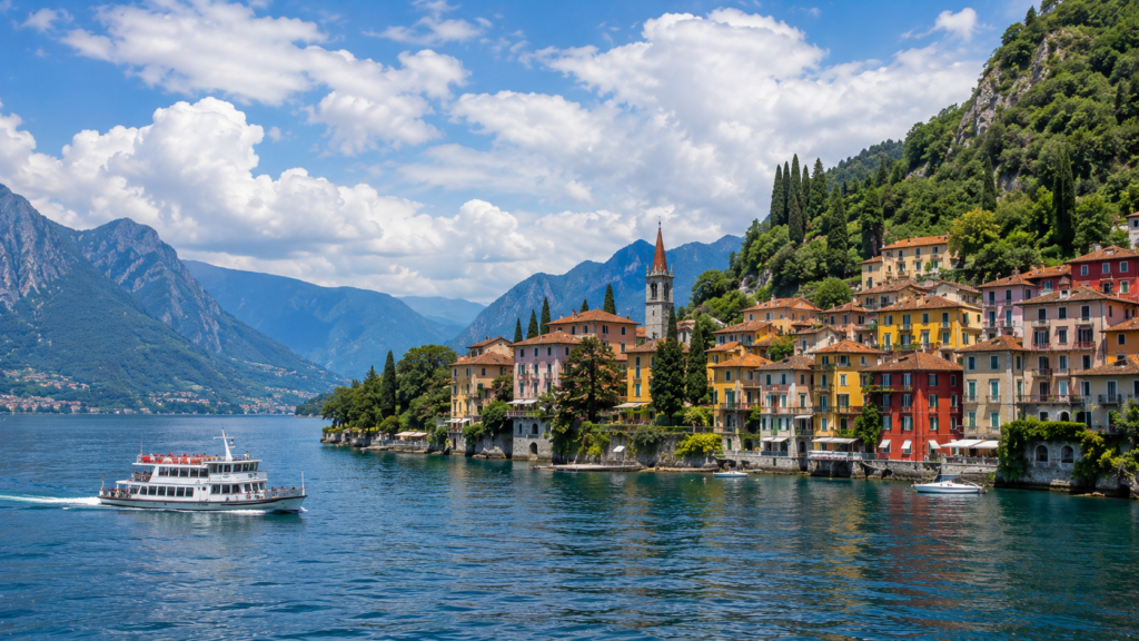 Varenna on Lake Como surrounded by mountains in northern Italy
