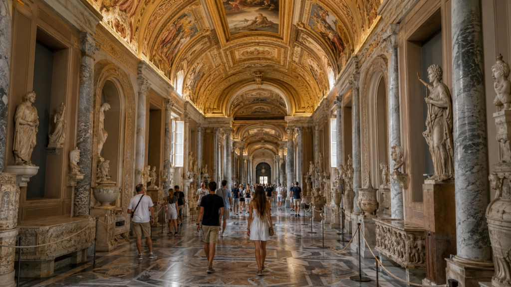 Ornate Renaissance gallery inside the Vatican Museums in Vatican City
