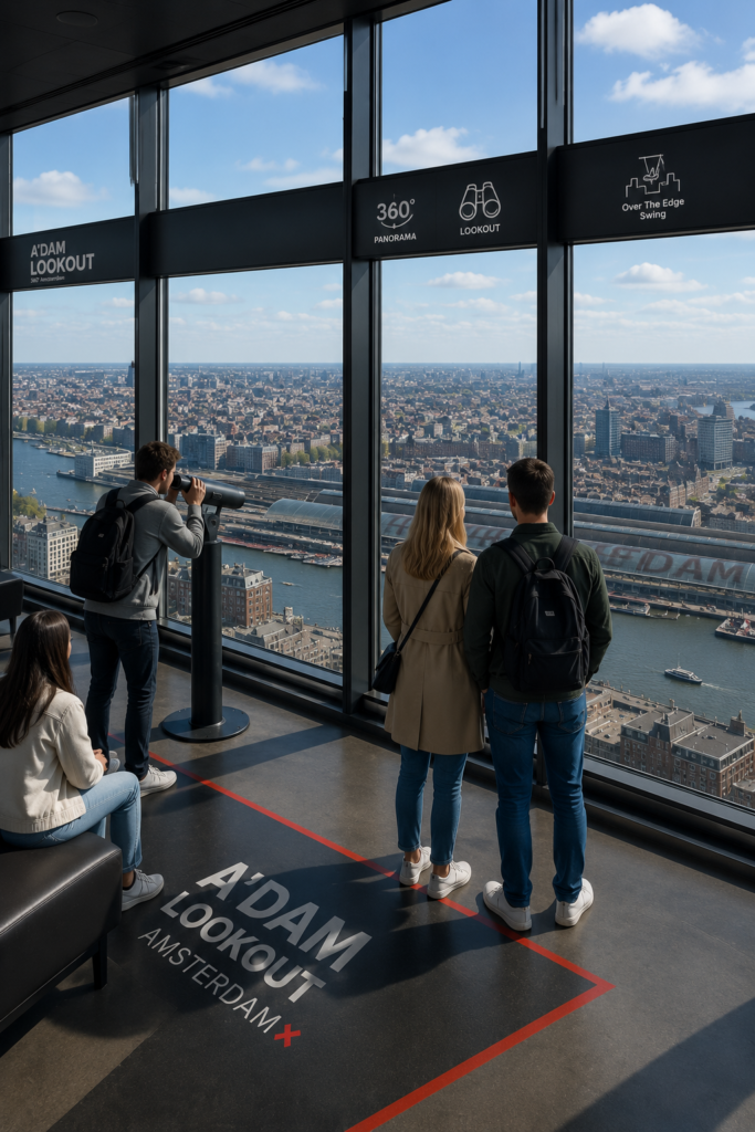 Panoramic view of Amsterdam from the A'DAM Lookout observation deck