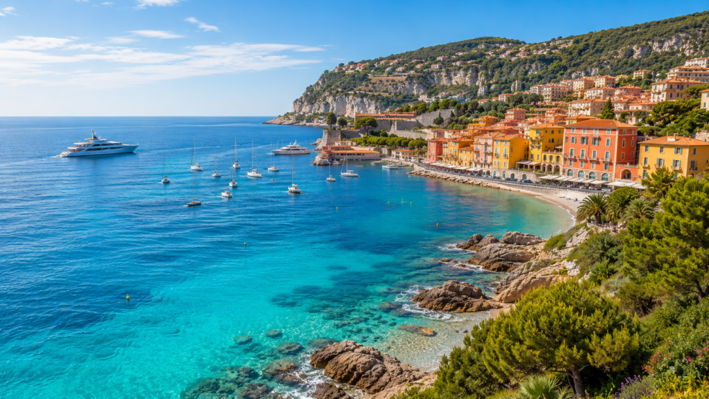 French Riviera coastline with turquoise Mediterranean Sea in southern France