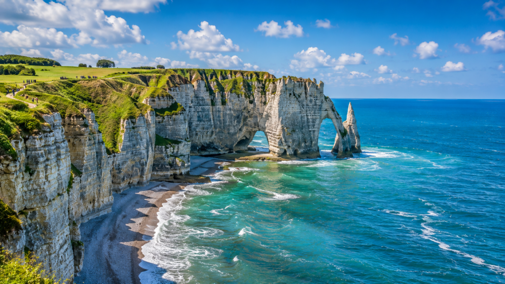Étretat cliffs along the Normandy coast in France