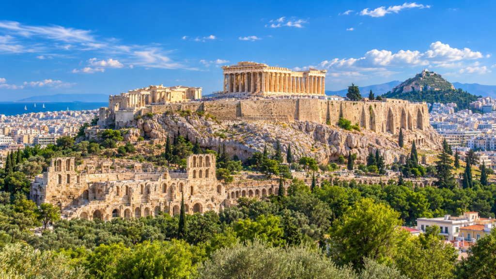 Acropolis and Parthenon rising above the city of Athens, Greece
