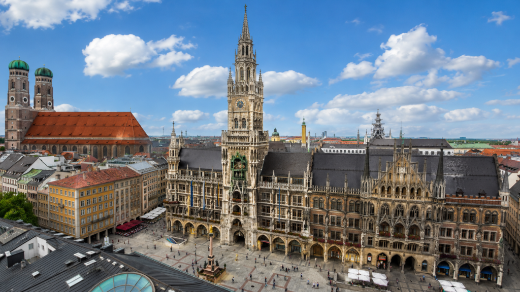 New Town Hall overlooking Marienplatz in Munich, Germany