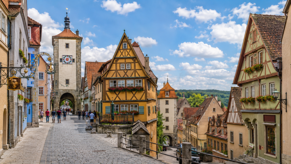 Medieval half-timbered houses in Rothenburg ob der Tauber, Germany