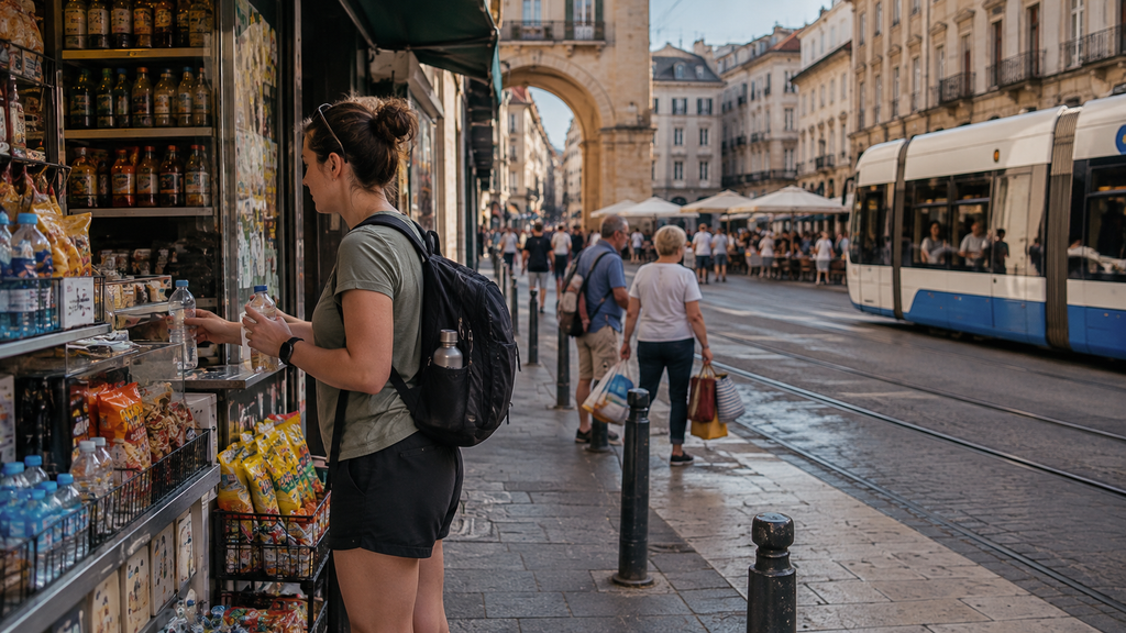 Traveler saving money on everyday purchases away from tourist areas